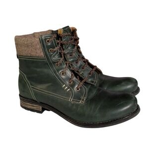 Taos Cutie Boots Women's Size 11 Green Leather Boho Bohemian Winter Wool Outdoor
